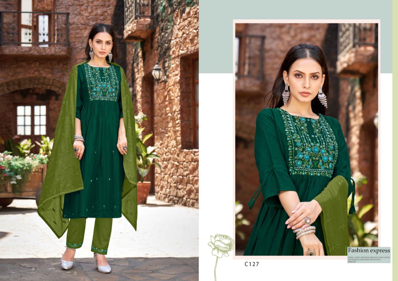 Kalaroop Nitara Viscose Readymade Suits Catalog